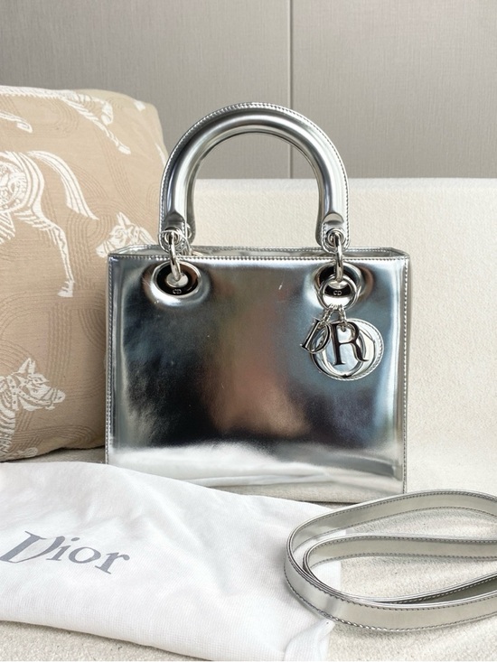 Dior Handbags - Dior | Lady Dior Five‑Row Silver Patent Top Handle | Excellent Condition